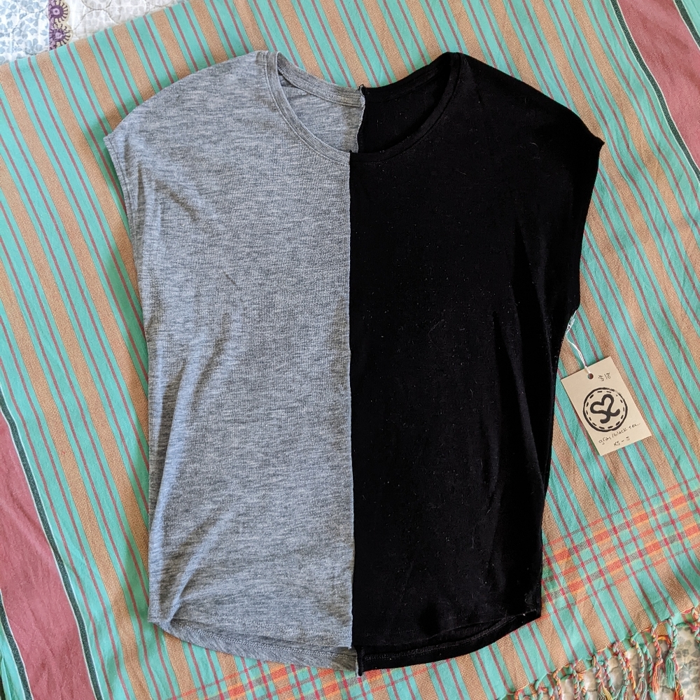 Upcycled two tone tee